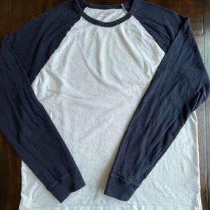 JCrew men’s long sleeve tee navy white mint